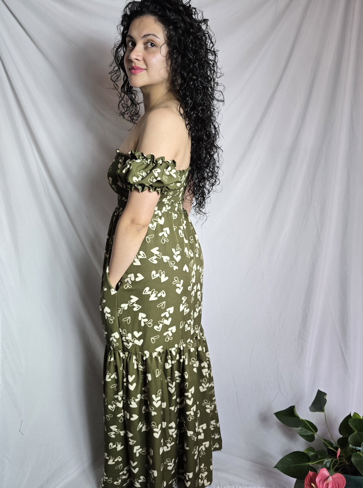 Vestido ELSA - Corazones (Verde Oliva) - Image 3