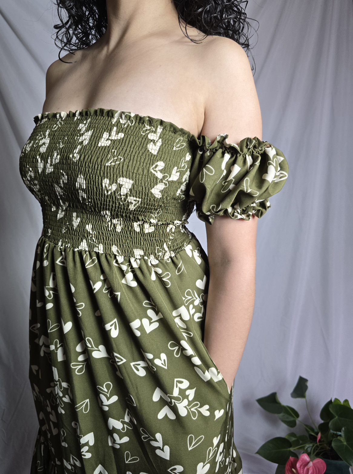 Vestido ELSA - Corazones (Verde Oliva) - Image 4