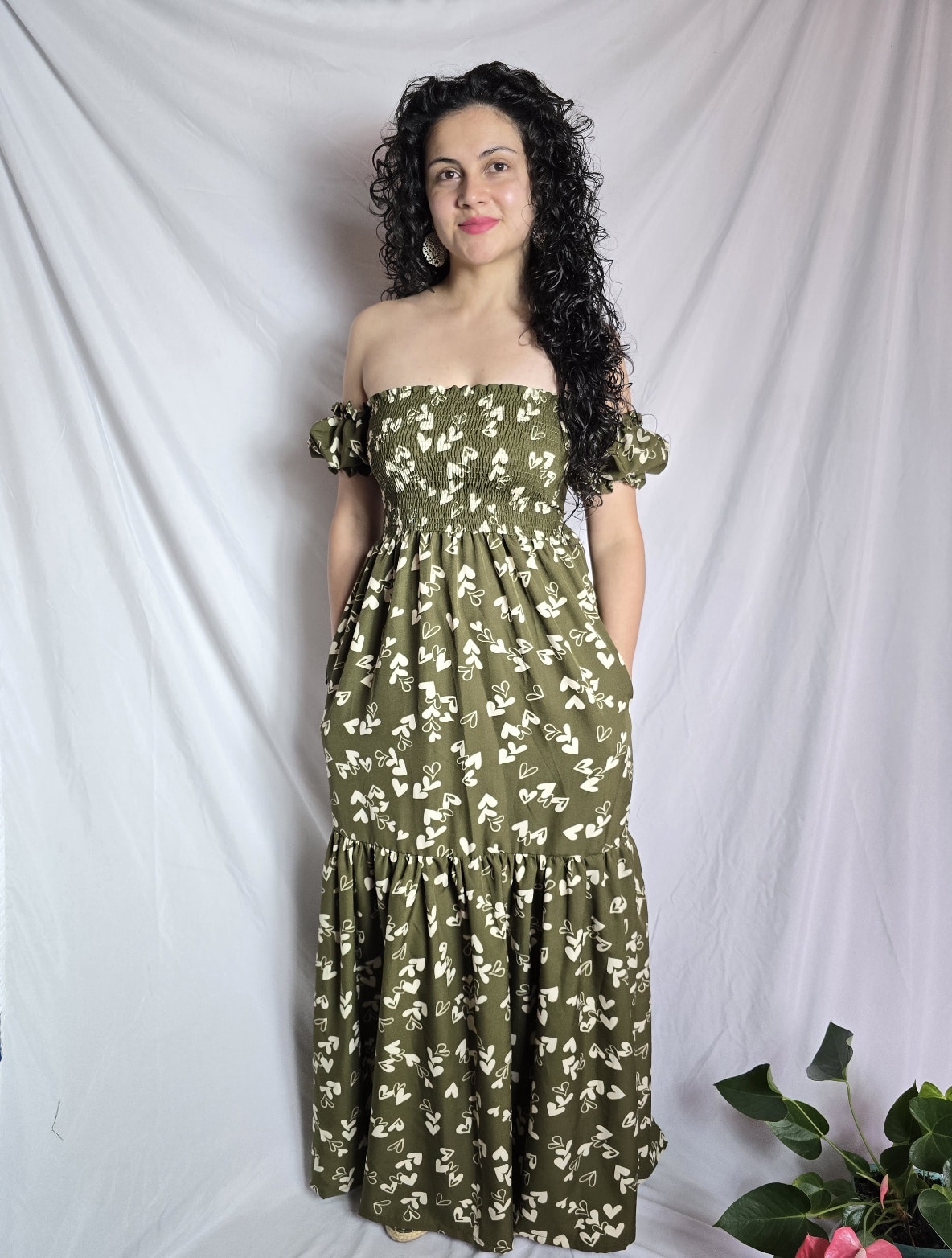 Vestido ELSA - Corazones (Verde Oliva)
