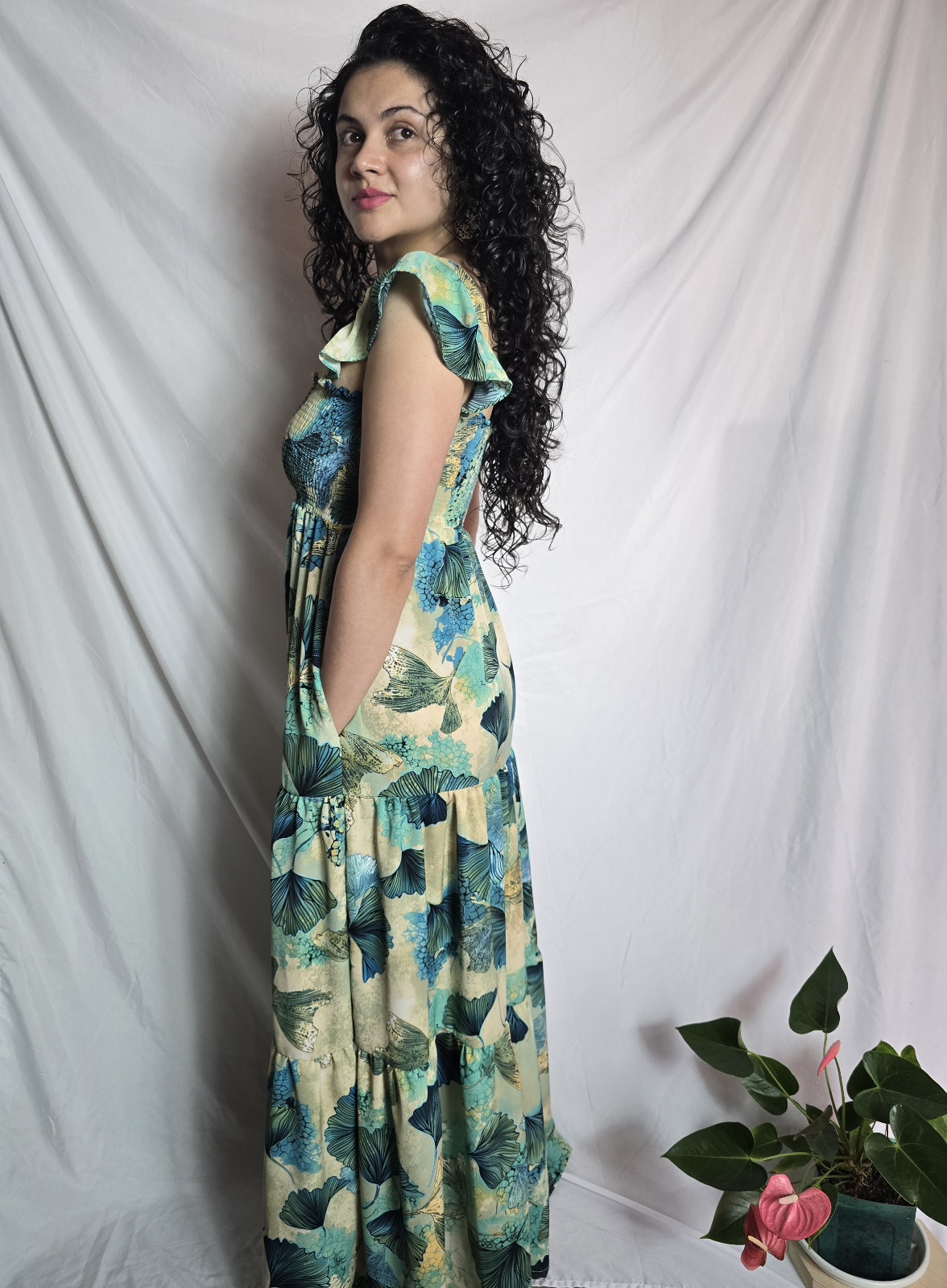 Vestido NINA - Natural (Turquesa) - Image 2